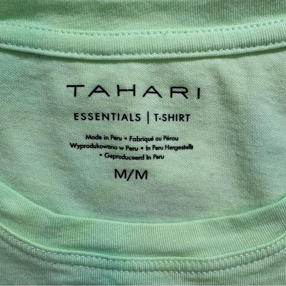 TAHARI Essentials Short Sleeve Top Lime Green T-Shirt Medium - Picture 3 of 6